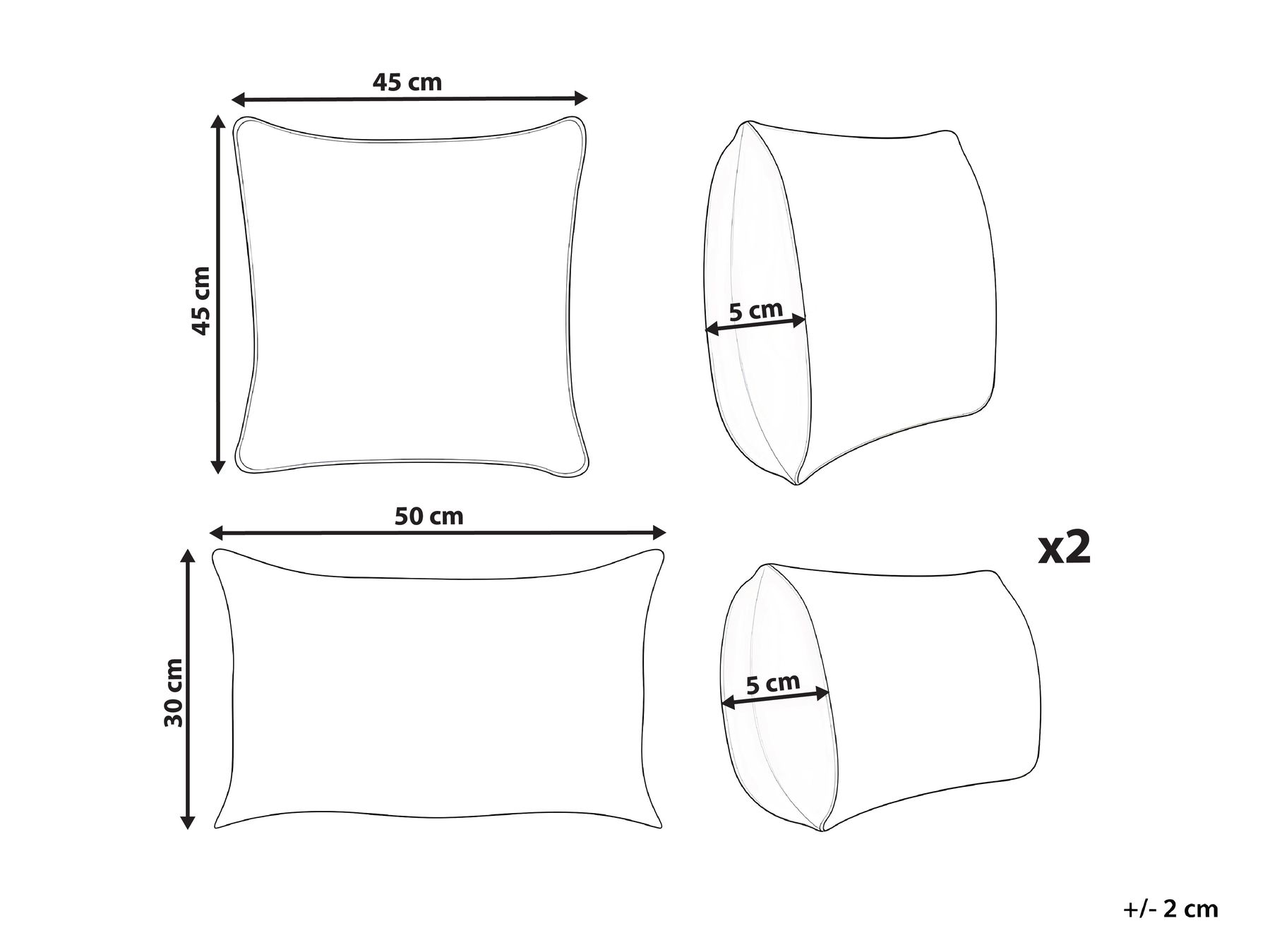 Dekokissen 3er Set VATICA 30 x 50 cm 45 x 45 cm Samtstoff Bunt Ohne Muster_1039141