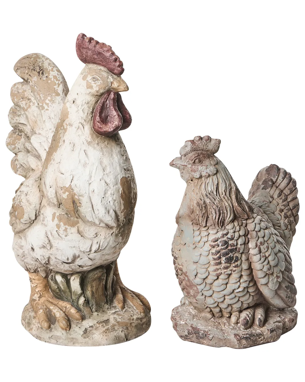 Gartenskulptur 2er Set SPECCHIA Huhn Beige