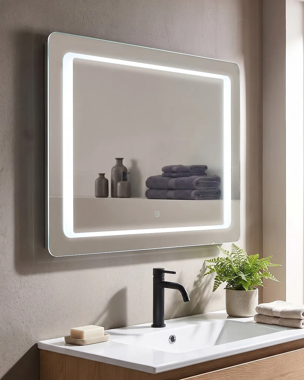 LED-Badezimmer-Spiegel WASSY 80 cm 60 cm Silber_1179489