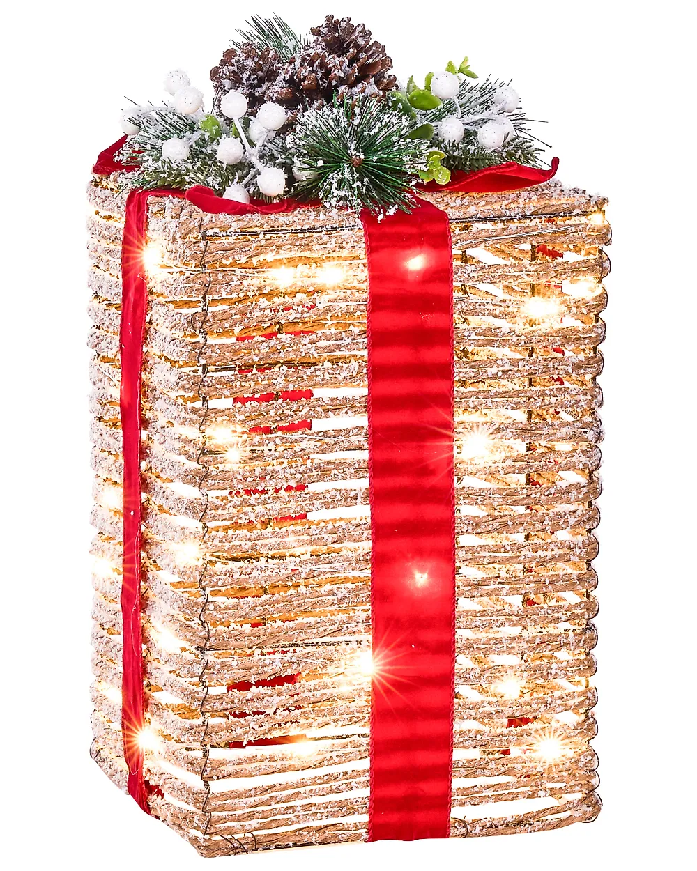 Weihnachtsdekoration 3er Set LED VAHTO 46/32/30 cm Weihnachtsgeschenke Braun_1179430