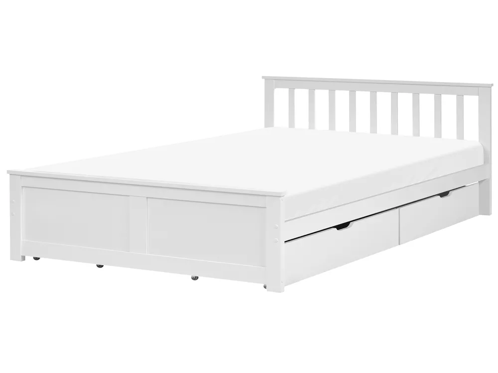 Bett mit 4 Schubladen OLENDON Kiefernholz Weiß 120 x 200 cm_1082225
