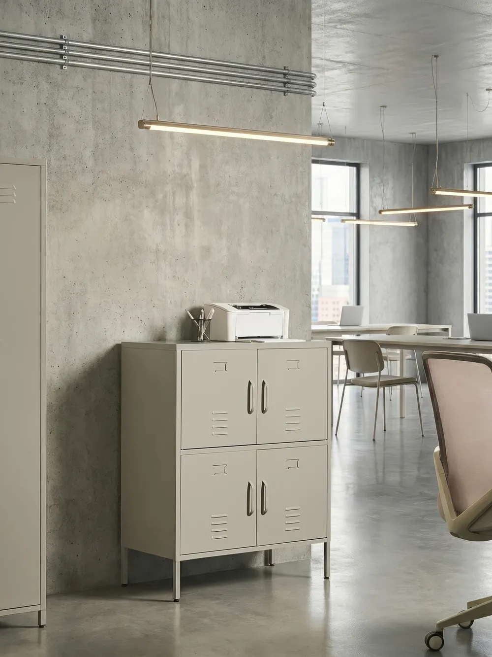 Büroschrank HOLBECK Metall Hellbeige