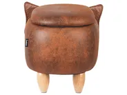 Storage Animal Stool ELEPHANT Elephant Faux Leather Dark Brown_934714