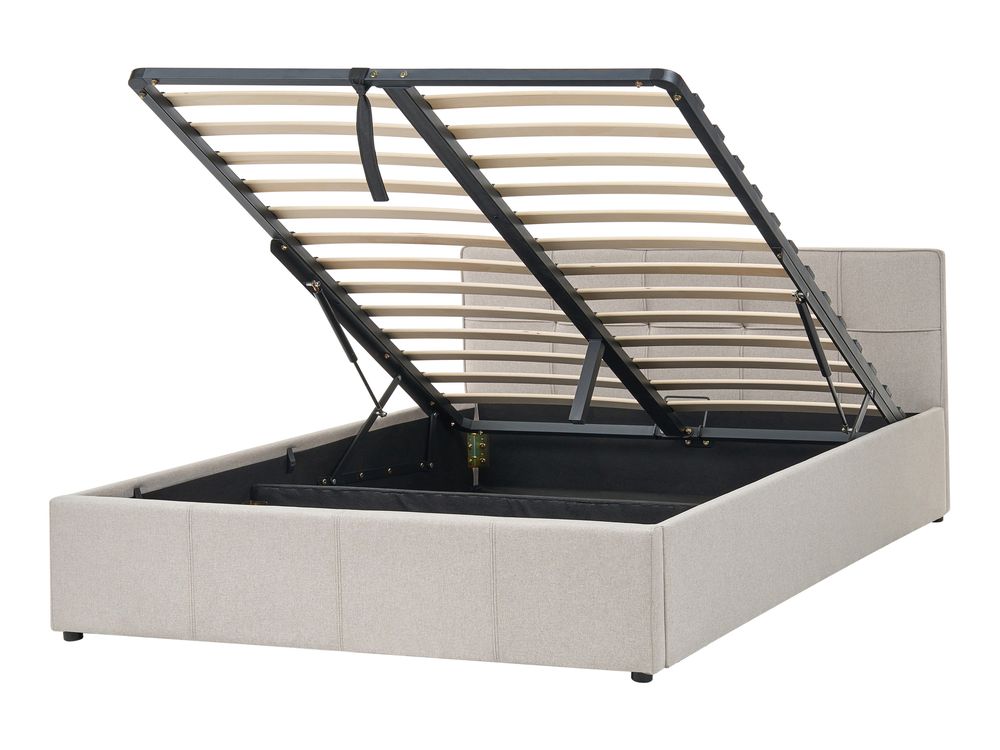 Ottoman Bed LAURESSES Fabric Taupe 120 x 200 cm (EU Small Double)