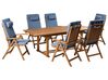 Gartenmöbel Set 6-Sitzer JAVA PREMIUM Akazienholz Blau