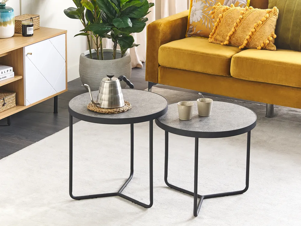 Couchtisch 2er Set MELODY Grauer Betoneffekt