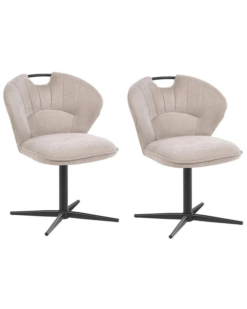 Set of 2 Chairs Swivel WORCESTER Chenille Beige_1161617