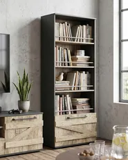 Bücherregal mit 4 Ebenen SALTER 163 cm Braun / Schwarz_1074733