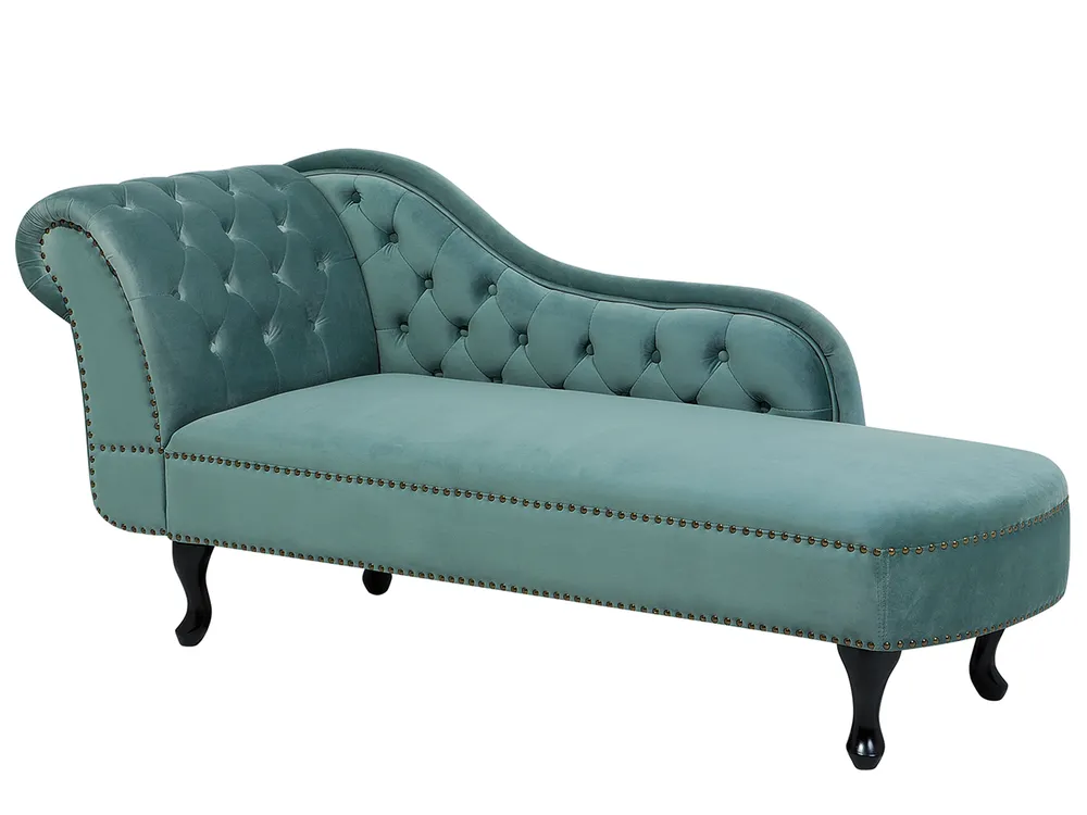 Linksseitige Chaiselongue NIMES Samtstoff Mintgrün_696836