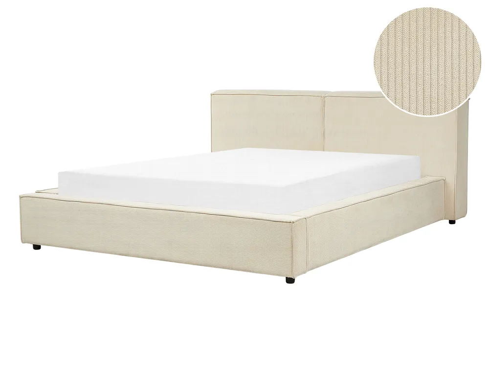 Bett mit Lattenrost Cord LINARDS 160 x 200 cm Beige