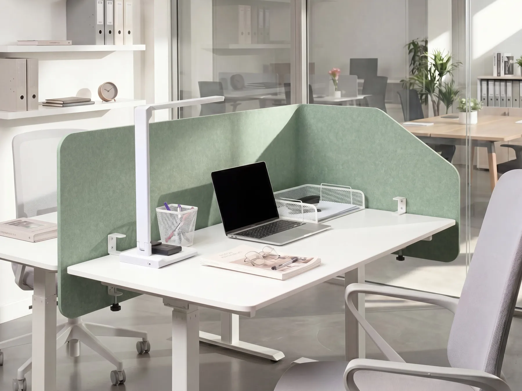 Desk Screen FOLDY 120 x 50 cm Light Green_1041431
