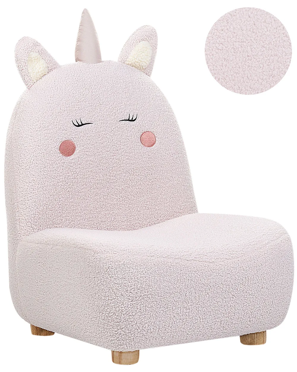Kindersessel Einhorn LULEA Bouclé Pastellrosa