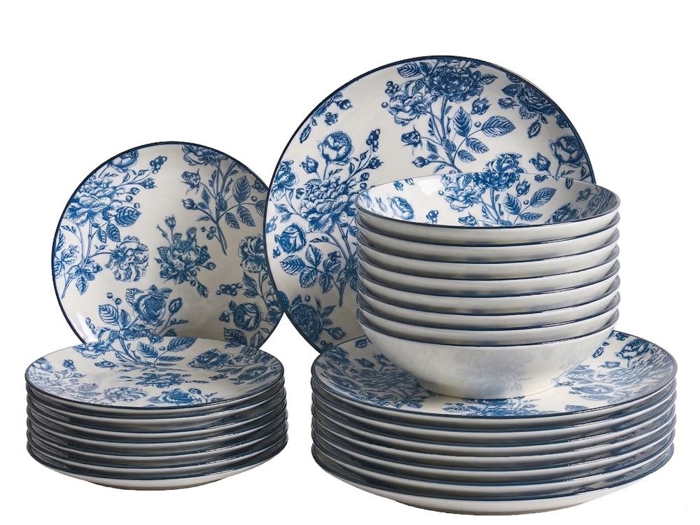 Set de 24 couverts de table BASIL Porcelaine Bleu