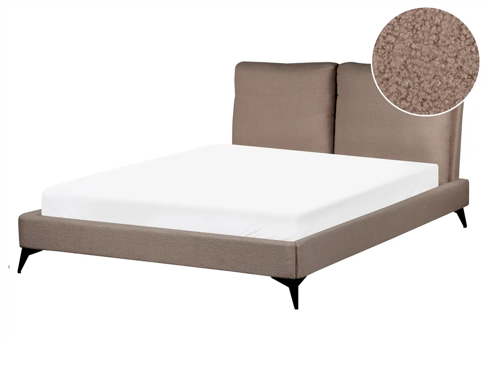 Bett mit Lattenrost Bouclé MELLE 140 x 200 cm Braun