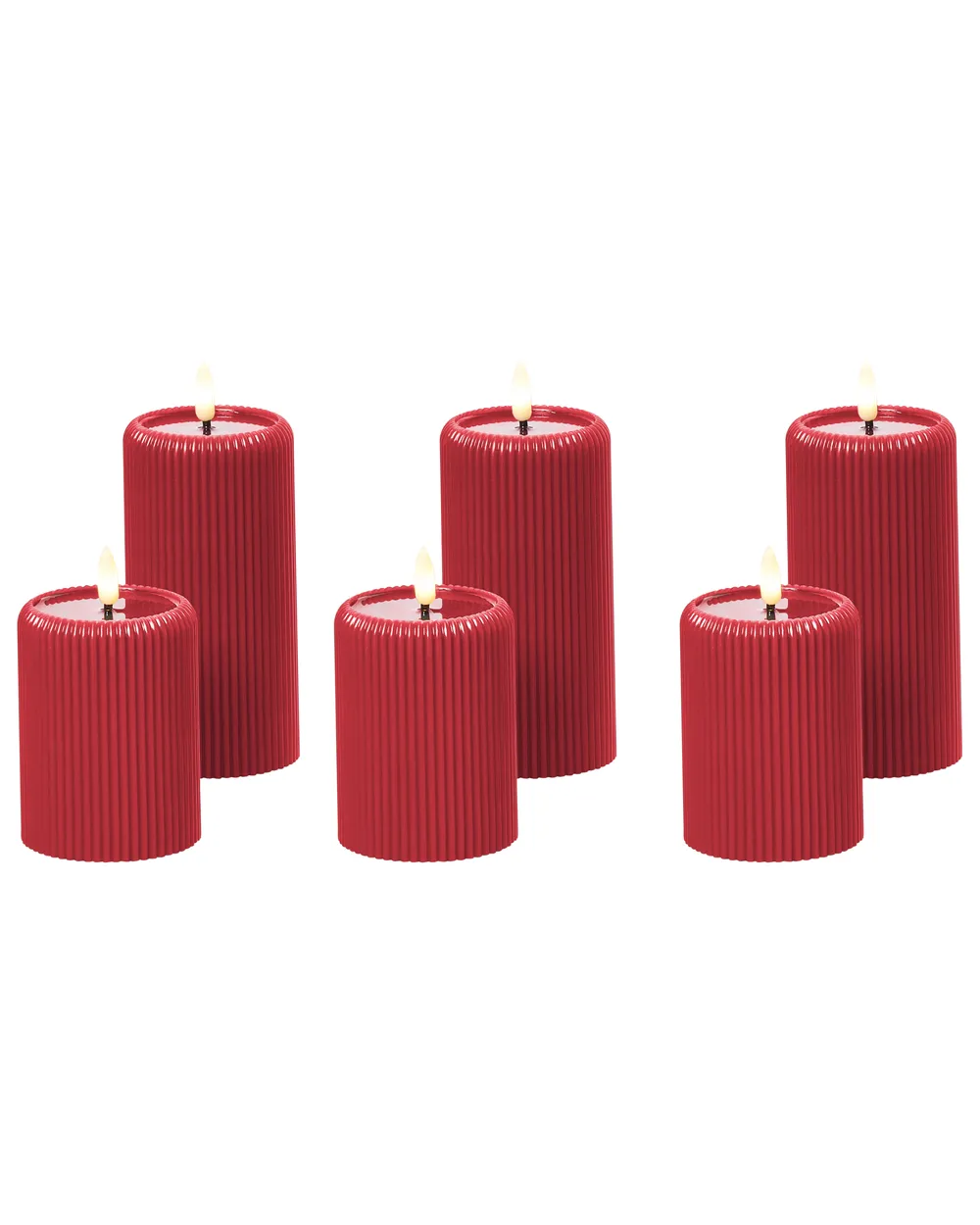 LED Kerzen 6er Set NOISETTE 10/16 cm Rot