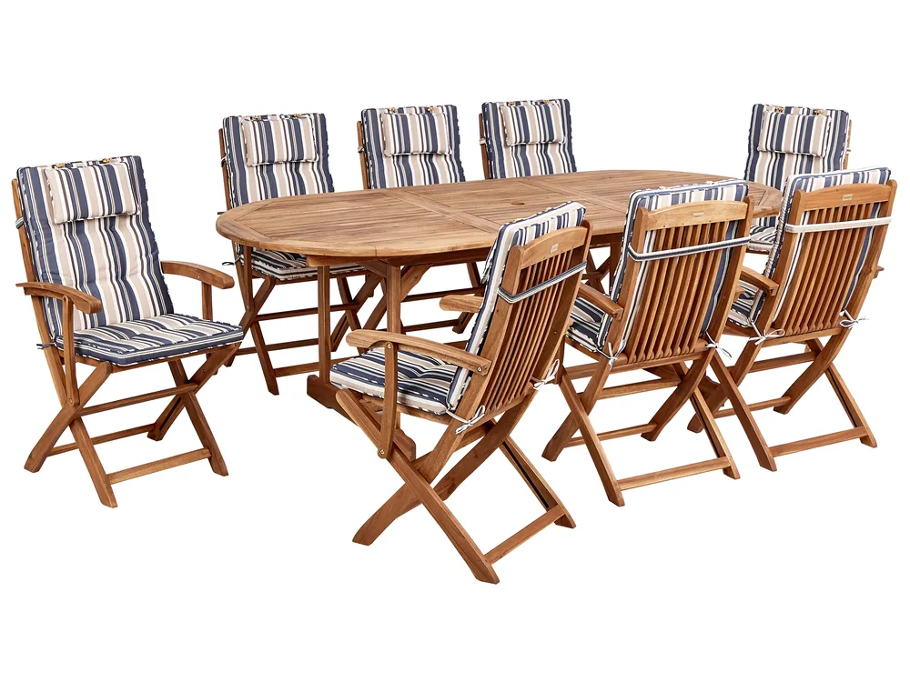 Gartenmöbel Set 8-Sitzer MAUI II inkl. Kissen Akazienholz Bunt