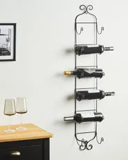 Wall Mounted Wine Rack HYDROGEN Metal Black_962760
