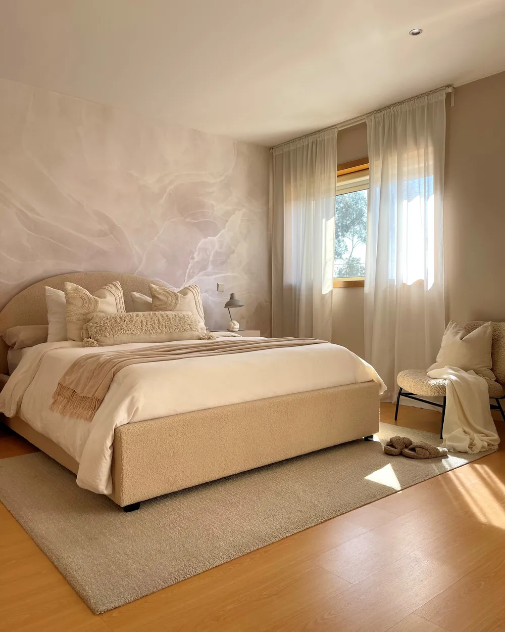 Bett mit Stauraum VAUCLUSE Bouclé Beige 180 x 200 cm_853812