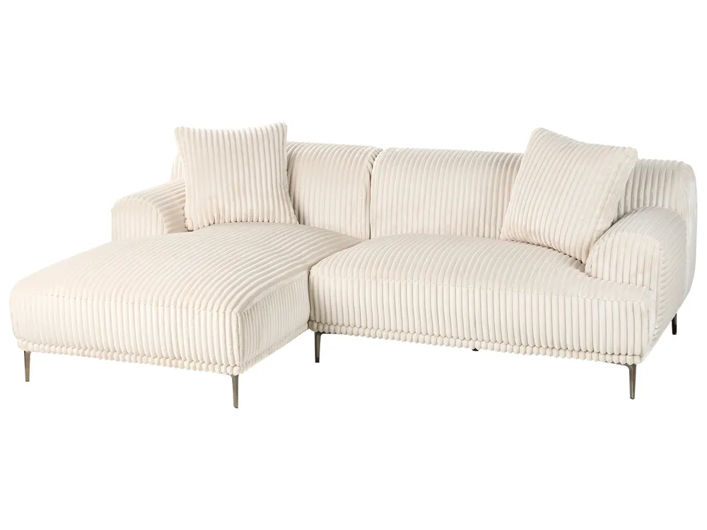 Ecksofa STENUM Cord Cremeweiß linksseitig_972499