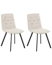 Esszimmerstuhl 2er Set CARVER Stoff Beige_999046