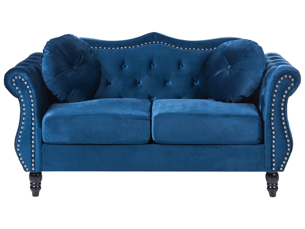 Living Room Set 5 Seater SKIEN Velvet Navy Blue_743314