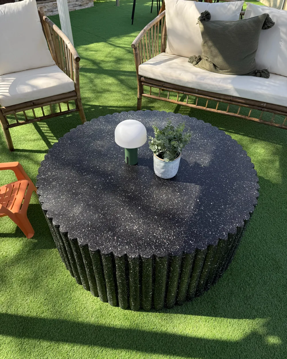 Coffee Table POZZA II 106 cm 106 cm Terrazzo Effect Black_981293