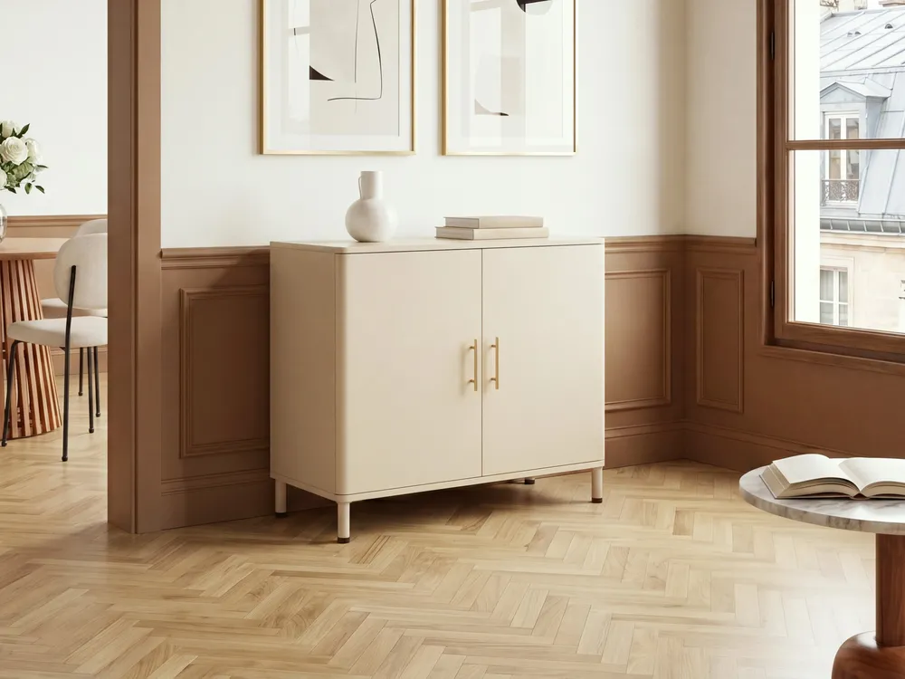 Sideboard mit 2 Türen OMBURA Metall Beige