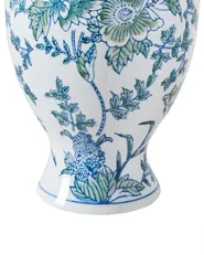 Blumenvase LLANES 36 cm Porzellan Weiß / Blau_1052745