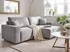 Eckschlafsofa KARILA mit Stauraum Stoff Grau linksseitig
