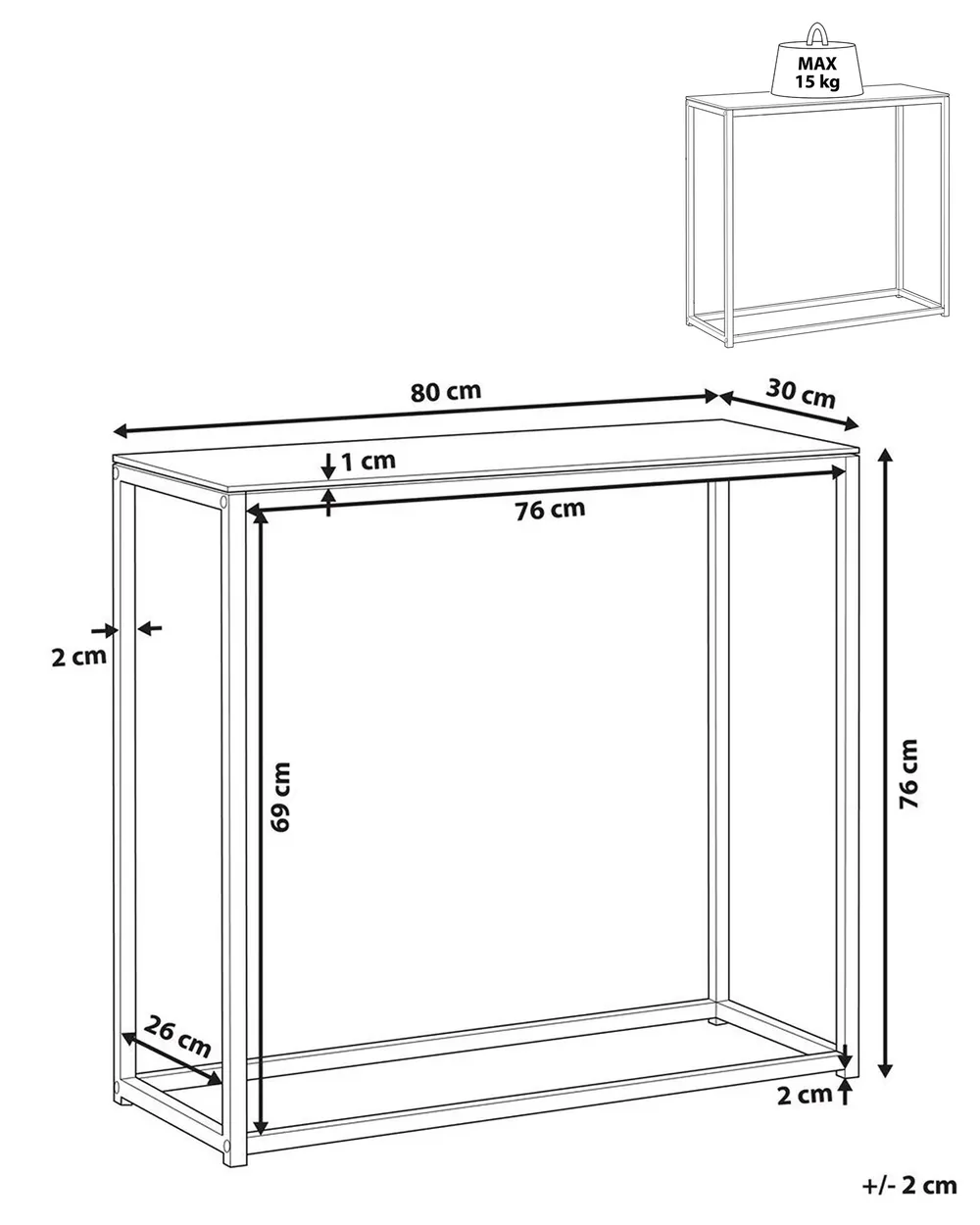 Konsolentisch DELANO Sicherheitsglas Marmor Optik / Schwarz_814932