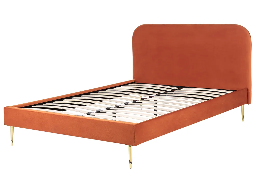 Bett mit Lattenrost Samtstoff FLAYAT 160 x 200 cm Orange_834304