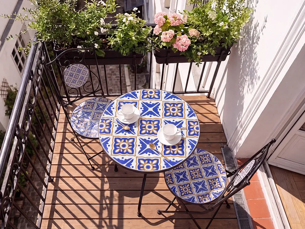 Bistro Set SIPONTO Metall Weiß / Blau_1155712