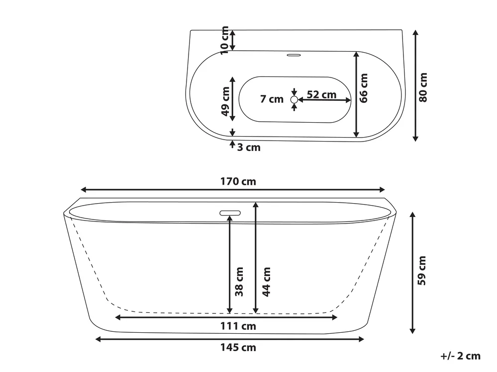 Bathtub HARVEY 1700 x 800 mm White_808413