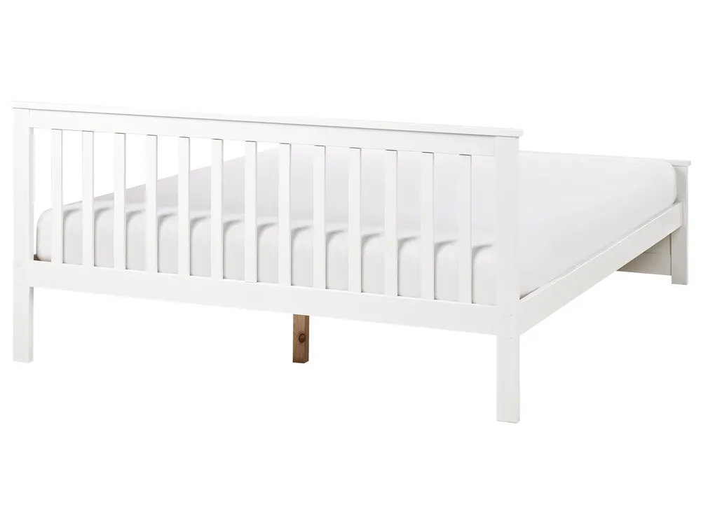 Bett mit Lattenrost Kiefernholz OLENDON 160 x 200 cm Weiß_954842