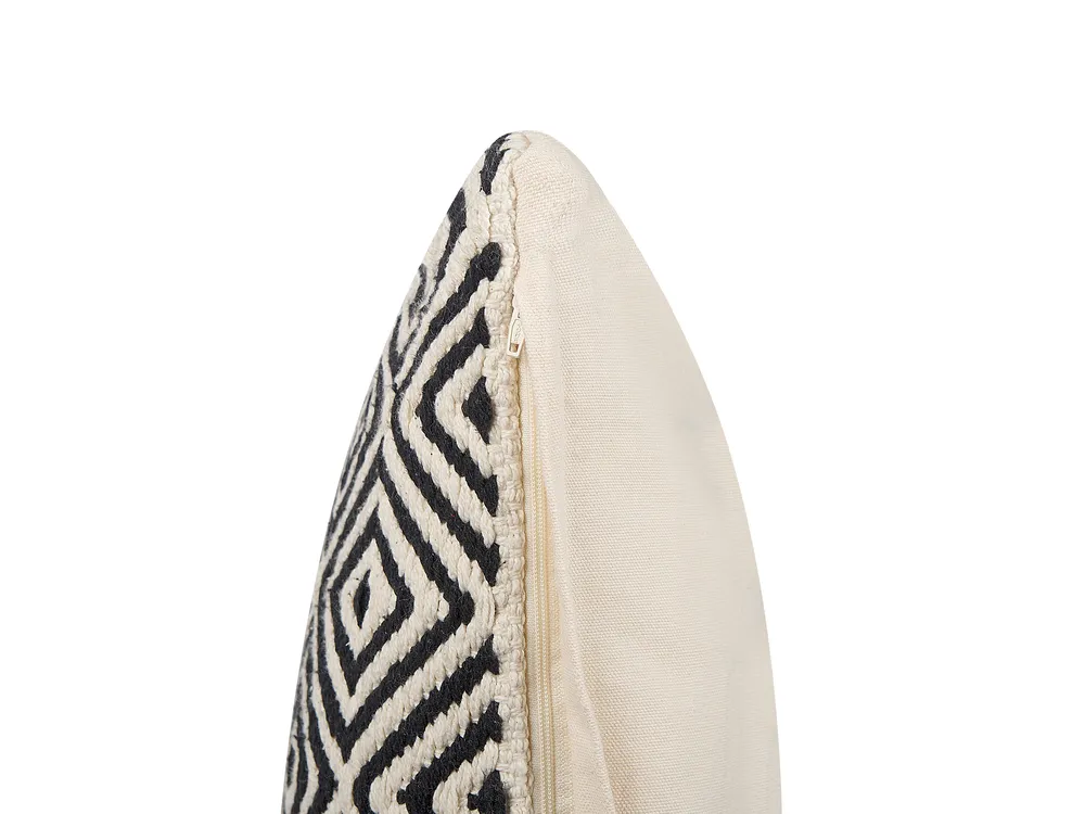 Dekokissen 2er Set CALANTHE 45 x 45 cm Baumwolle Beige Geometrisches Muster_840090
