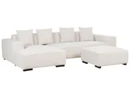 Corner Sofa 4 Seater LUNGO with Ottoman Corduroy Off-White Right Hand_898424
