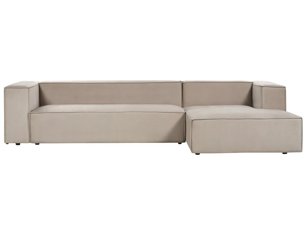 Ecksofa 3-Sitzer VERNON Samtstoff Beige linksseitig
