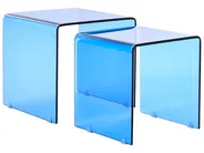 Beistelltisch 2er Set KENDALL Sicherheitsglas Blau_1017382
