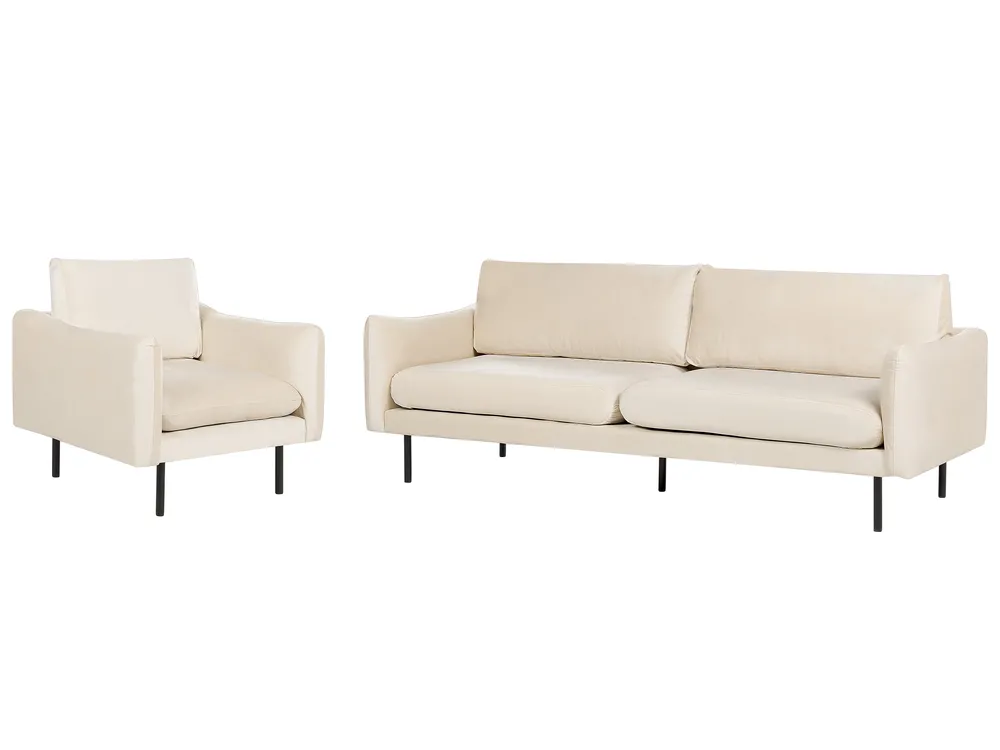 Sofa Set 4-Sitzer VINTERBRO Samtstoff Hellbeige