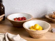 Set of 2 Bowls ARISH Mango Wood Brown/ White_1004043