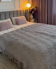 Kuscheldecke VELLA Baumwolle 220 x 240 cm Grau_989720