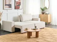 Schlafsofa 3-Sitzer KARILA mit Stauraum Stoff Hellbeige linksseitig_885994