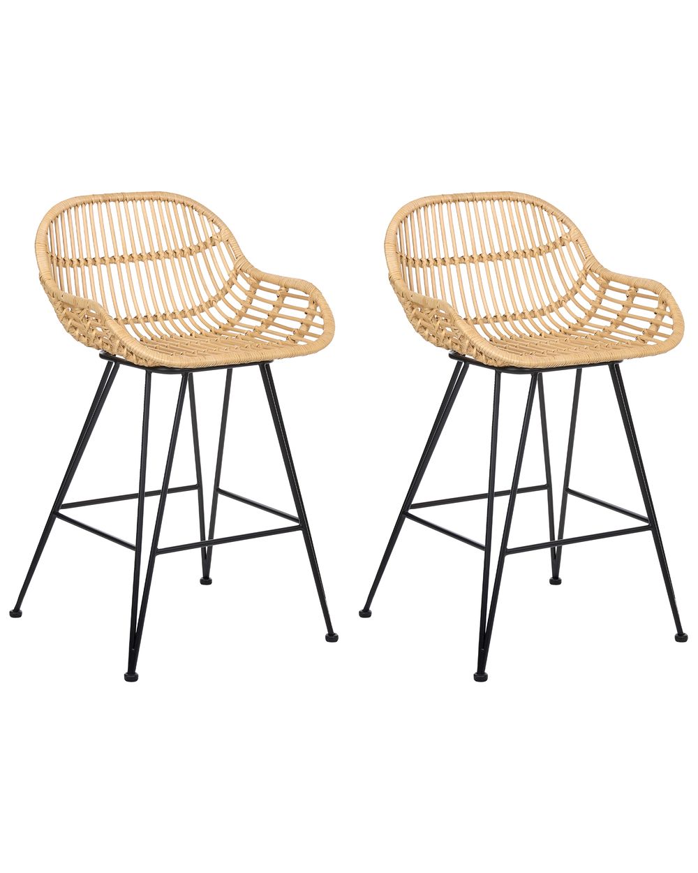 Set of 2 Bar Chairs TERRELL Rattan Natural