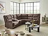 Ecksofa elektrisch verstellbar ROKKE mit USB-Anschluss Stoff Braun linksseitig