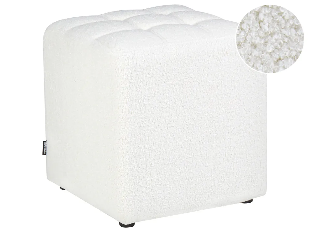 Pouf KANSAS Bouclé Weiß