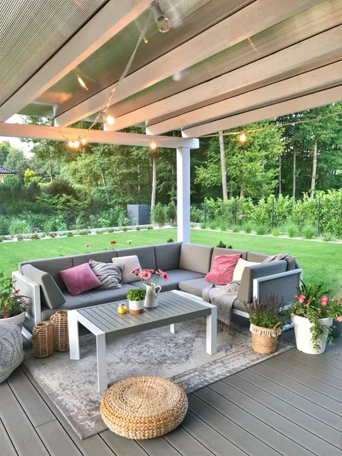 Garden Corner Sofa with Table 6 Seater CASTELLA Metal Grey Left Hand_744786