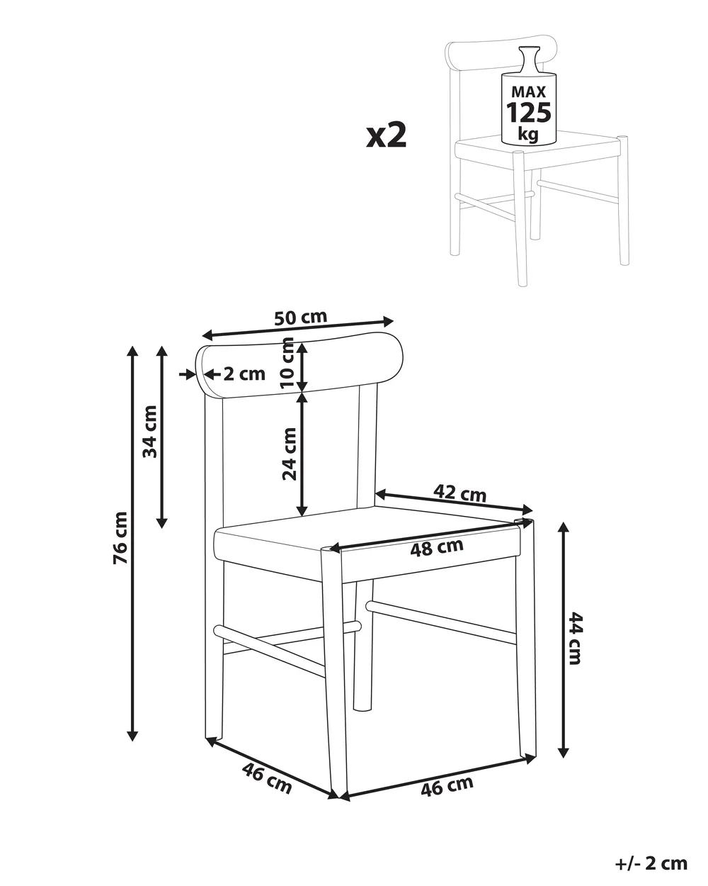Esszimmerstuhl 2er Set EAGAN Holz Hellbraun / Beige_985934