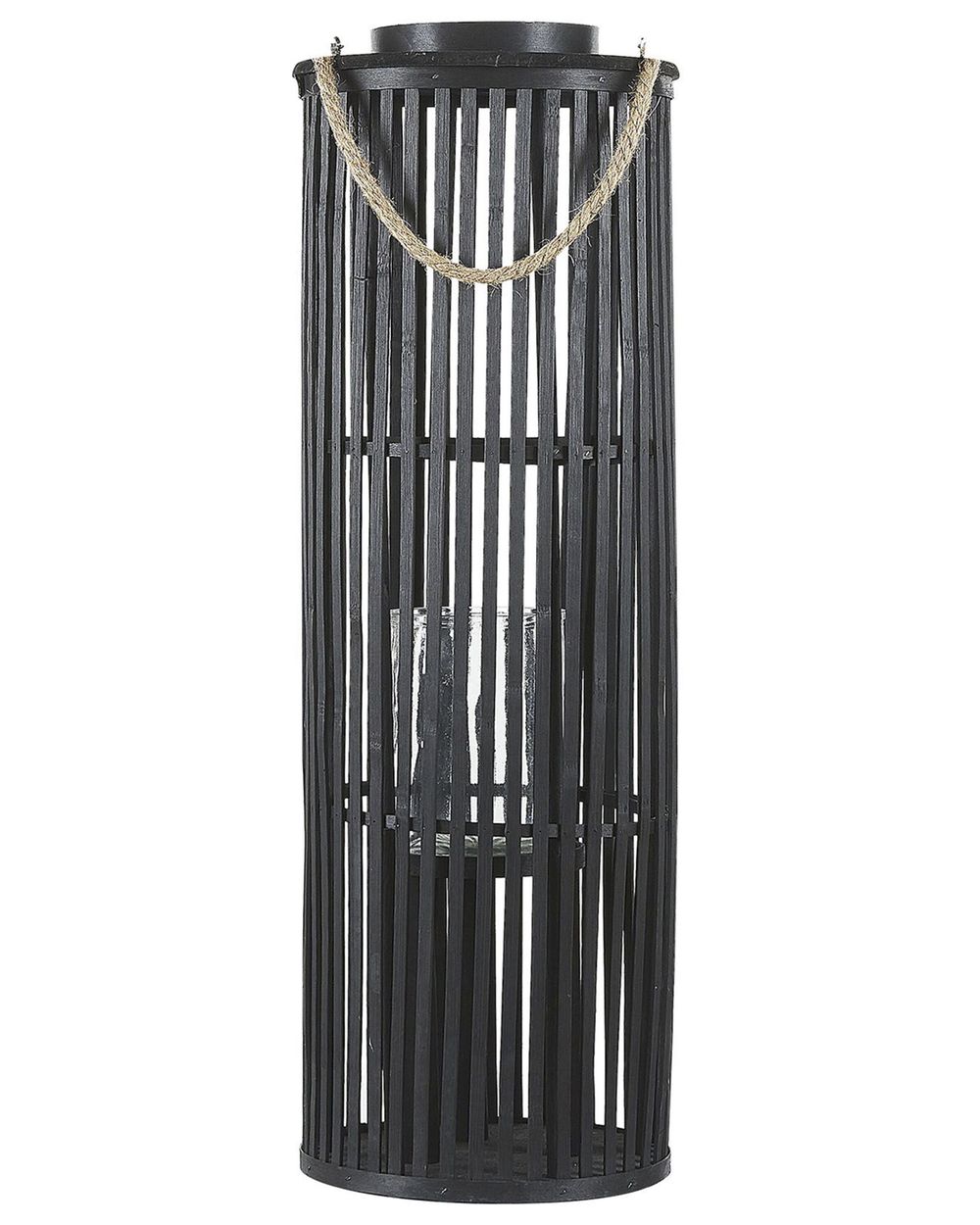 Laterne LUZON 80 cm Weidenholz Schwarz
