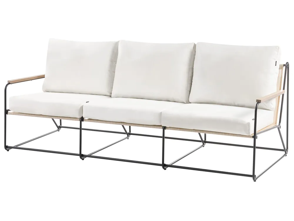 Gartensofa Set 5-Sitzer VENARIA mit Tischen Metall Beige / Schwarz_1053951