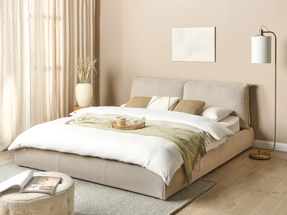 Bett mit Lattenrost Stoff VINAY 180 x 200 cm Beige